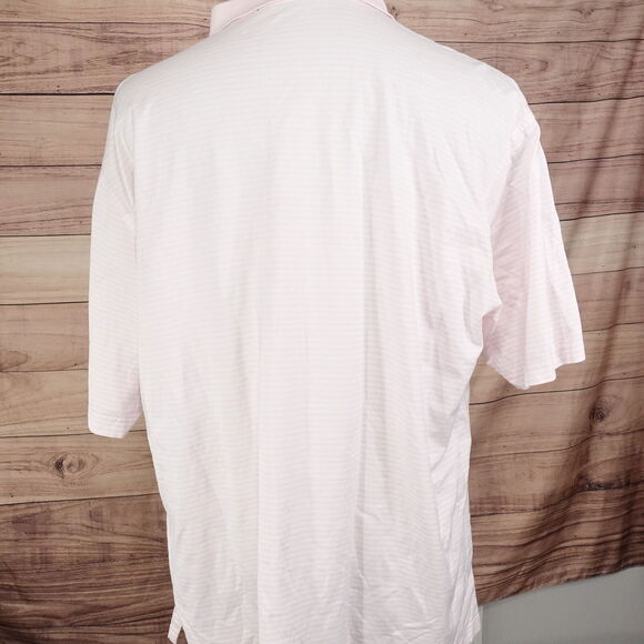 FAIRWAY & GREENE SHORT SLEEVE PINK WHITE STRIPED POLO SHIRT MENS SIZE L LARGE - Picture 5 of 7